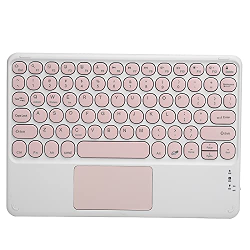 CCYLEZ 10 Zoll Bluetooth Tastatur, Drahtlose Mechanische Tastatur mit Touchpad, Runde Tastenkappe, Berührungssteuerung Ergonomische Tastatur für Office PC Desktop Laptop(Rosa) von CCYLEZ