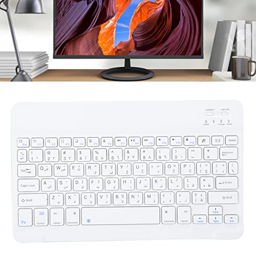 CCYLEZ 10 Zoll Ultradünne kabellose Arabische Tastatur, Tragbare Kabellose Computertastatur, Bluetooth-Tastatur für Android/OS X/Windows, Tastatur für Büro von CCYLEZ