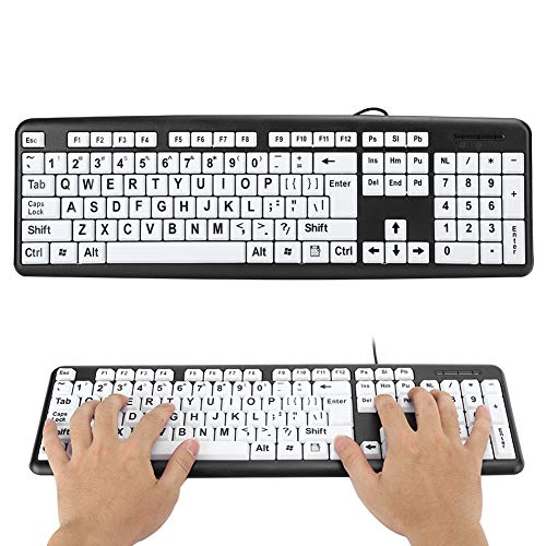 CCYLEZ 104 Tasten Ältere Tastatur, USB-Computer-Tastatur Tragbar, Große Buchstaben Tastatur Verdrahtet für Alte Menschen, 1,35 M Kabel, Standard Volle Größe, Schwarz (Schwarz) von CCYLEZ