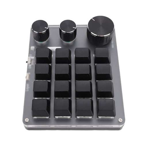 CCYLEZ 16 Mechanische Tastatur, 3 Knöpfe BT 2,4G Kabel -Gaming -Tastatur 3 Modi Red Switch Anpassbare Verknüpfungsschlüssel mit Aluminiumlegierknöpfen (Black) von CCYLEZ