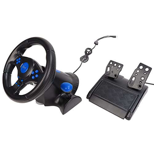 CCYLEZ 3 in 1 Spiel Racing Wheel mit Pedalen, Multifunktionale Gaming Lenkrad, USB Rennlenkrad, 180 Grad Drehung, Doppelter Vibrationseffekt, für PS3, PS2, PC von CCYLEZ