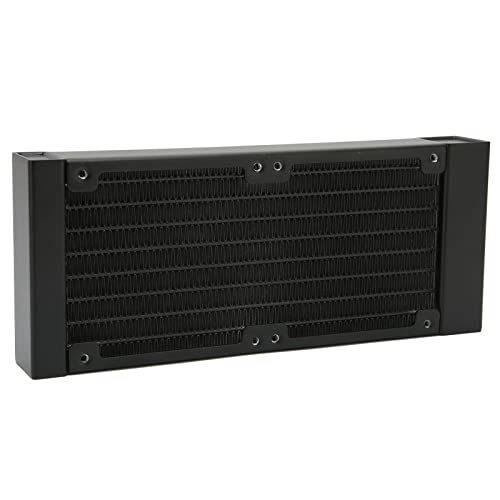 CCYLEZ 8 Rohr Wasserkühlungsradiator, 9,5 mm Wasserhahn Computer Wärmetauscher mit Schrauben, 80 mm Dual Lüfter Aluminium PC Wasserkühler für Computerdrucker von CCYLEZ
