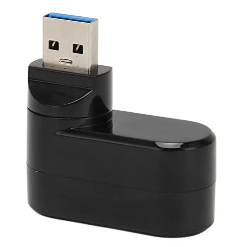 CCYLEZ 90 Grad Drehbarer USB-Hub, mit 3 Anschlüssen, Plug-and-Play-Unterstützung Hot Swap 180 Grad Drehbarer USB 3.0 2.0 USB-Erweiterungsverteiler für Desktop-PC (Schwarz) von CCYLEZ
