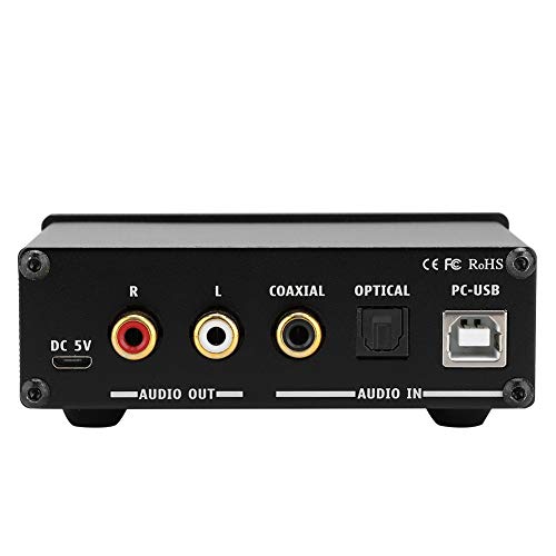 CCYLEZ AC-Q3 PRO DAC Decodierung Audio Decoder, Audioverstärker mit Kopfhörer, Verstärker für 3,5 mm Kopfhörer （Schwarz/Silber）(schwarz) von CCYLEZ