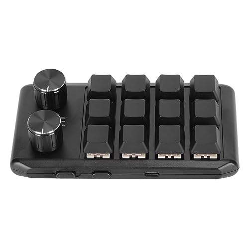 CCYLEZ Benutzerdefinierte USB-Tastatur, Programmier-Makro-Tastatur mit 12 Mechanischen Tasten, 2 Knöpfen, Rotem Schalter für PC-Gaming-Multimedia (Drahtloses BT (eingebauter von CCYLEZ
