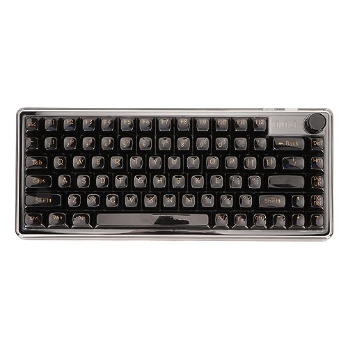CCYLEZ Dichtungsmontierte Mechanische Gaming-Tastatur mit Transparenten Tastenkappen, Hot-Swap-fähige RGB BT5.0 2,4 GHz Typ-C-Gaming-Tastatur mit Knopf (Black) von CCYLEZ