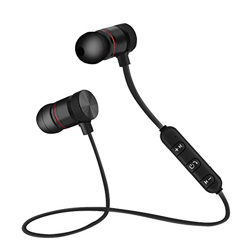 CCYLEZ Drahtlose Kopfhörer mit Magneten, Stereo Bluetooth Kopfhörer mit Weichem Gummi, Ergonomisches Design Sport Ohrhörer für IOS OS für das Laufen Im Fitnessstudio(schwarz) von CCYLEZ