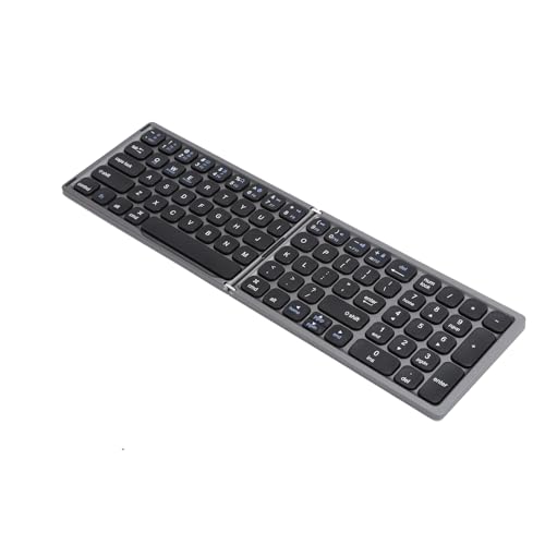 CCYLEZ Faltbare BT-Tastatur, tragbare, kabellose, ultradünne BT-Tastatur, wiederaufladbar, volle Größe, kompatibel mit iOS, Smartphone, Tablet und Laptop (Eisengrau) von CCYLEZ