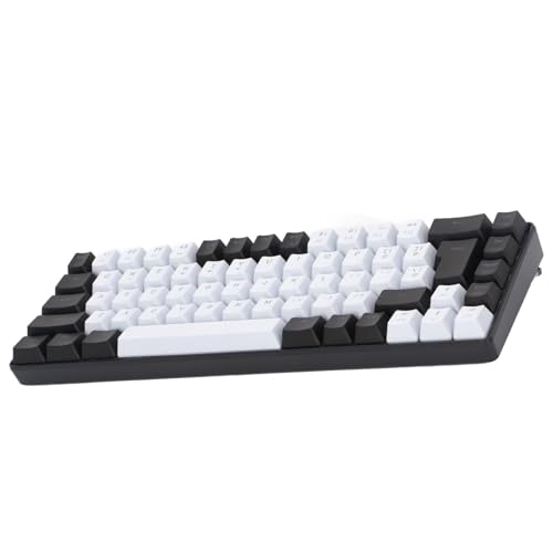 CCYLEZ Kabelgebundene Tastatur mit 68 Tasten, Membran Gaming Tastatur mit RGB Hintergrundbeleuchtung, Multimedia Steuerung, Ergonomische Computertastatur für Win (Schwarz und weiß) von CCYLEZ