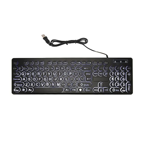 CCYLEZ Kabelgebundene Tastatur mit Hintergrundbeleuchtung und Großem Aufdruck, 104-Tasten-Tastatur, Business-Standard-Tastatur für ältere Menschen mit Sehbehinderung, für von CCYLEZ