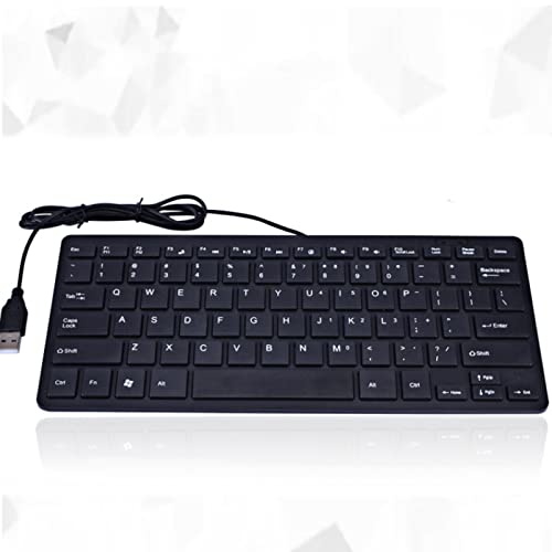 CCYLEZ Kabelgebundene USB Minitastatur, universelle ultradünne 78 Tasten Tastatur, tragbare Multimedia Minitastaturen für Desktop Computer Laptop PC(Schwarz) von CCYLEZ