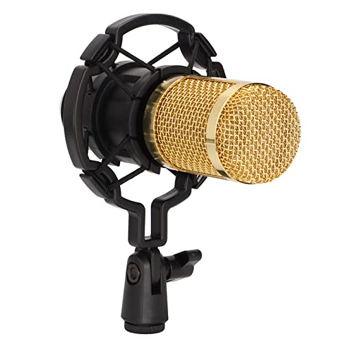 CCYLEZ Kabelgebundenes Kondensatormikrofon, XLR auf 3,5 Mm Professionelles Broadcast Aufnahmemikrofon mit Shock Mount, Audio Mikrofon für PC Laptop(Schwarz) von CCYLEZ