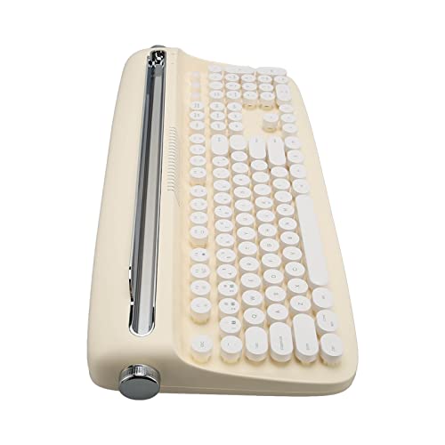 CCYLEZ Kabellose Schreibmaschinentastatur mit 104 Tasten, Bluetooth 5.0-Schreibmaschinentastatur, Tablet-Tastatur, Retro-runde Tastenkappen mit Standhöhenverstellung für Smartphone, (Gelb) von CCYLEZ