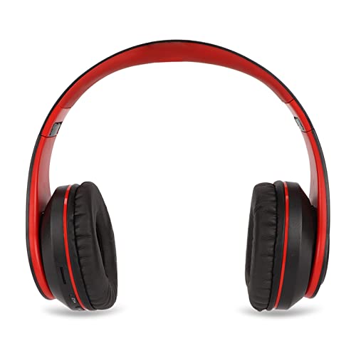 CCYLEZ Kabelloses Headset, Stereo-Noise-Cancelling-Kopfhörer mit Mikrofon, Faltbarer Bluetooth-Kopfhörer für Mobiltelefone, PC-Headset für Spiele(Schwarz mit Rot) von CCYLEZ