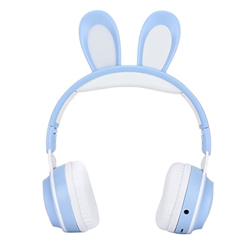 CCYLEZ Kaninchenohr-Over-Ear-Headset, 5.0-Kopfhörer, LED-Farblicht, Lange Akkulaufzeit, Niedliche Hasenohren, für Online-Lernen für (Blue) von CCYLEZ