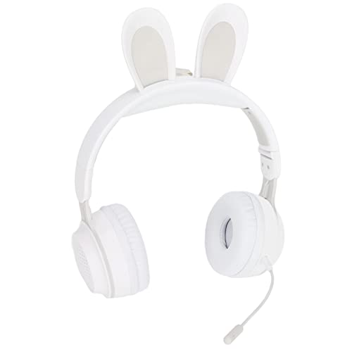CCYLEZ Kaninchenohr-Over-Ear-Headset, 5.0-Kopfhörer, LED-Farblicht, Lange Akkulaufzeit, Niedliche Hasenohren, für Online-Lernen für (White) von CCYLEZ