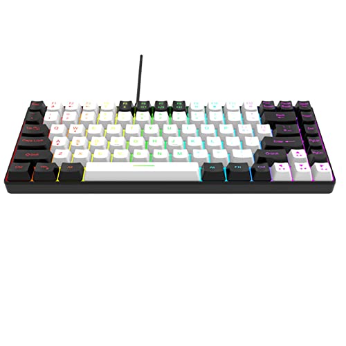 CCYLEZ Mechanische Gaming-Tastatur, 84 Tasten RGB-Tastatur mit Hintergrundbeleuchtung und Ergonomischer, Leiser Kabelgebundener Tastatur für PC Computer Office Win 98 NT 2000 XP Win7 (Weiss) von CCYLEZ