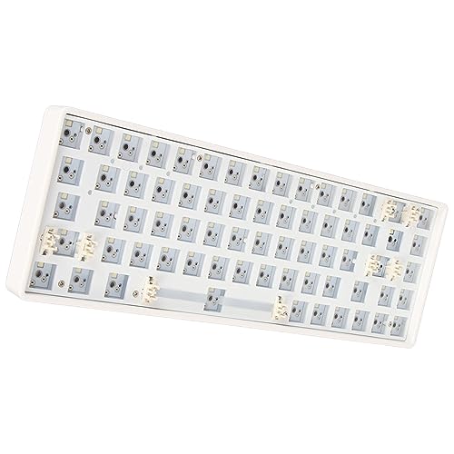 CCYLEZ Mechanische Tastatur mit 68 Tasten, DIY-Ersatz-Gaming-Tastatur-Kit, 65% Layout, Hot-Swap, Individuelle Gaming-Tastatur, Bluetooth 5.0/USB C Verkabelt/2,4 GHz Kabellos (Weiss) von CCYLEZ