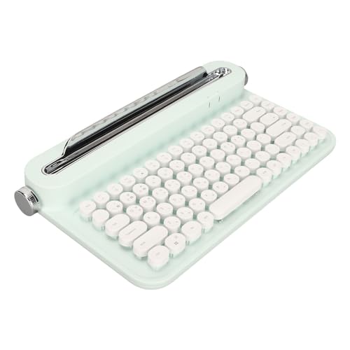 CCYLEZ Retro-Schreibmaschinentastatur, Kabellose Vintage-Tastatur BT, Bluetooth-Tastatur, Kompakt, Mechanische Tastatur mit 86 Tasten und Roter Esc-Ersatztastenkappe. (Minzgrün) von CCYLEZ