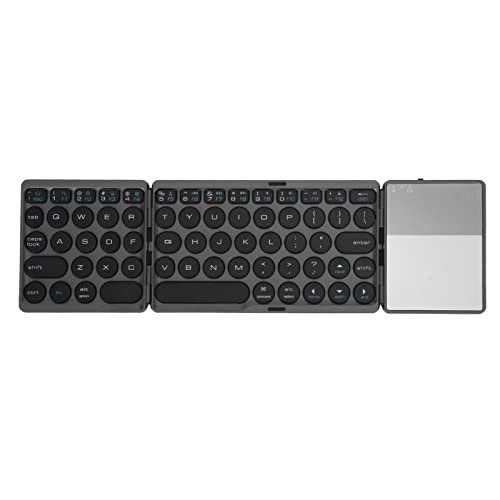 CCYLEZ Runde 65 Tasten Faltbare schnurlose Tastatur, Multi Device Multi System kompatible Tastatur mit empfindlichem Touchpad und langem Standby für Win IOS Andro Tablet PC Smartphone (Schwarz) von CCYLEZ