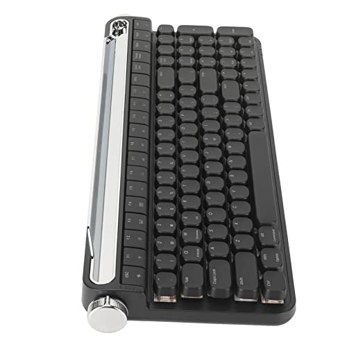 CCYLEZ Schreibmaschinentastatur, RGB-LED-Hintergrundbeleuchtung, 1500-mAh-Akku, Zwei Verbindungsmodi, Mechanische Bluetooth-Tastatur, Retro-roter Schalter mit Ständer für Spiele (Schwarz) von CCYLEZ
