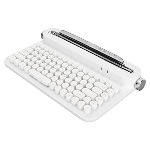 CCYLEZ Schreibmaschinentastatur, Tragbare Retro-Bluetooth-Tastatur, Niedliche Universelle Runde Tastenkappe mit 86 Tasten (Weiss) von CCYLEZ
