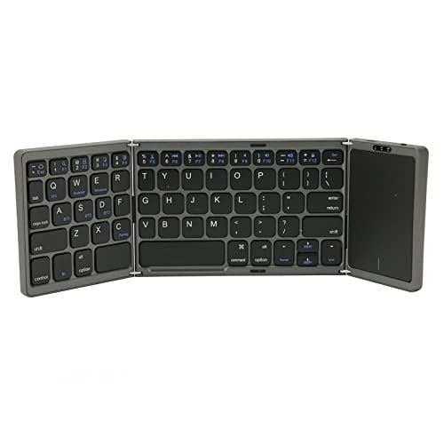 CCYLEZ Tastatur, 64 Tasten, mit Touchpad Funktion, Portable 3 Folded Tastatur, BT 5.0 Computertastatur, Typ C Aufladen, Magnetverschluss, 140 mAh (Grau) von CCYLEZ