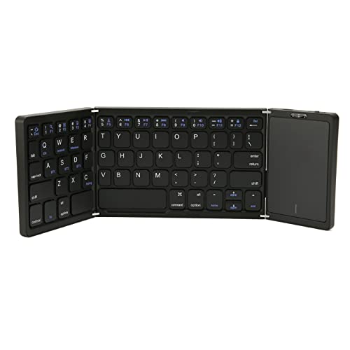 CCYLEZ Tastatur, 64 Tasten, mit Touchpad Funktion, Portable 3 Folded Tastatur, BT 5.0 Computertastatur, Typ C Aufladen, Magnetverschluss, 140 mAh (Schwarz) von CCYLEZ