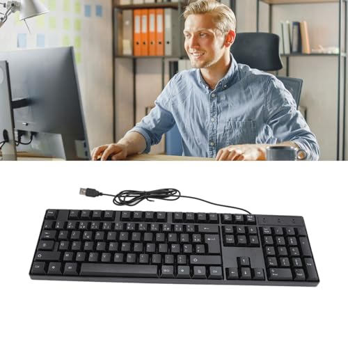 CCYLEZ Tastatur in Minderheitensprache, 104 Tasten, 1,5 M Kabel für Desktop und Laptop, USB-kabelgebundene Tastatur, Plug-and-Play, Robust und Langlebig, für Büro (Russisch, (Französisch) von CCYLEZ