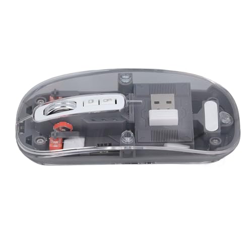 CCYLEZ Transparente Kabellose Bluetooth-Maus, Transparentes Metallgehäuse, Einstellbarer DPI-Lichtmodus, mit USB-Empfänger, Unterstützt 2,4 G, BT1, BT2 3-Modus, für PC, Laptop, von CCYLEZ