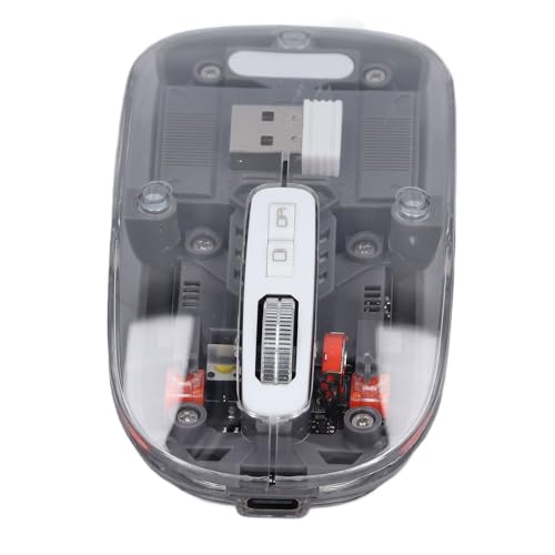 CCYLEZ Transparente Kabellose Bluetooth-Maus, Transparentes Metallgehäuse, Einstellbarer DPI-Lichtmodus, mit USB-Empfänger, Unterstützt 2,4 G, BT1, BT2 3-Modus, für PC, Laptop, von CCYLEZ