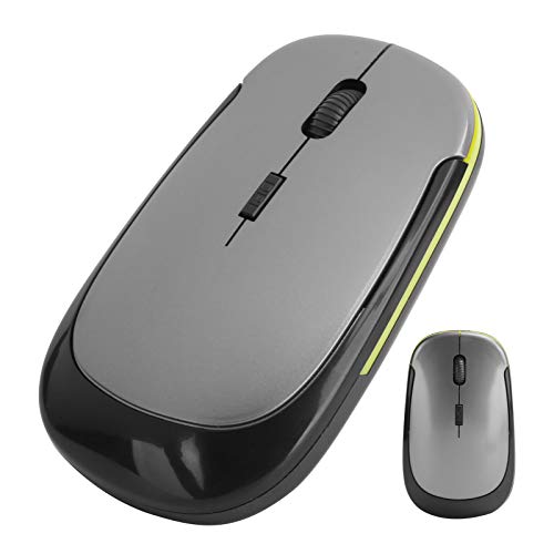 CCYLEZ Ultradünne Mini-Maus, 2,4 G, tragbar, 1600 dpi, verstellbare kabellose Maus, optische wiederaufladbare leise Computermaus, für PC, Desktop, Laptop (Silbergrau) von CCYLEZ