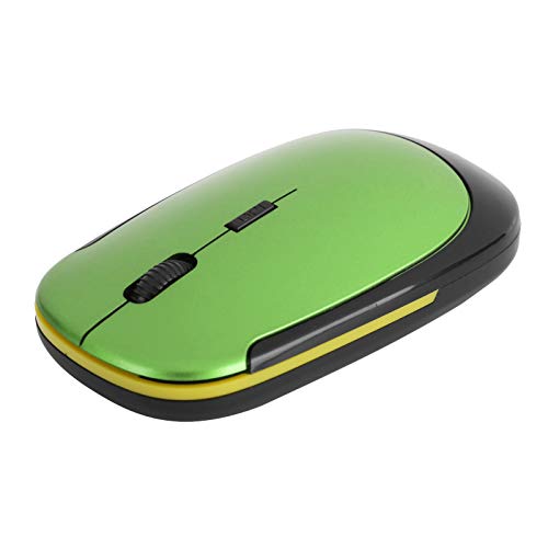 CCYLEZ Ultradünne Mini-Maus, 2,4 G, tragbar, 1600 dpi, verstellbare kabellose Maus, optische wiederaufladbare leise Computermaus, für PC, Desktop, Laptop (grün) von CCYLEZ