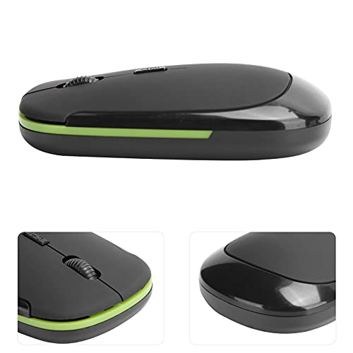 CCYLEZ Ultradünne Mini-Maus, 2,4 G, tragbar, 1600 dpi, verstellbare kabellose Maus, optische wiederaufladbare leise Computermaus, für PC, Desktop, Laptop (schwarz) von CCYLEZ