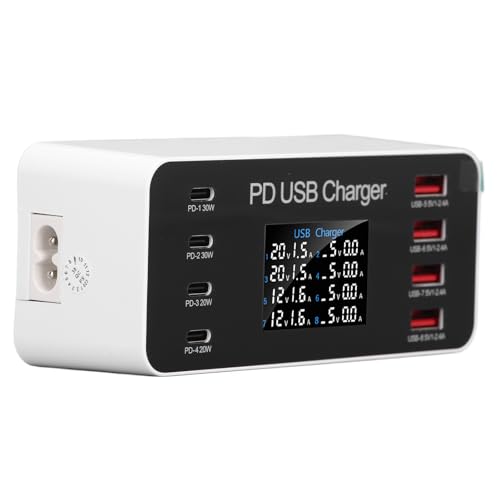 Desktop-USB-Ladegerät mit 8 Anschlüssen, 30-W-USB-Ladestation, USB-Lade-Hub mit Digitalanzeige, Desktop-Multi-USB-Ladegerät mit Mehreren Sicherheitsfunktionen für Telefon-Tablets von CCYLEZ