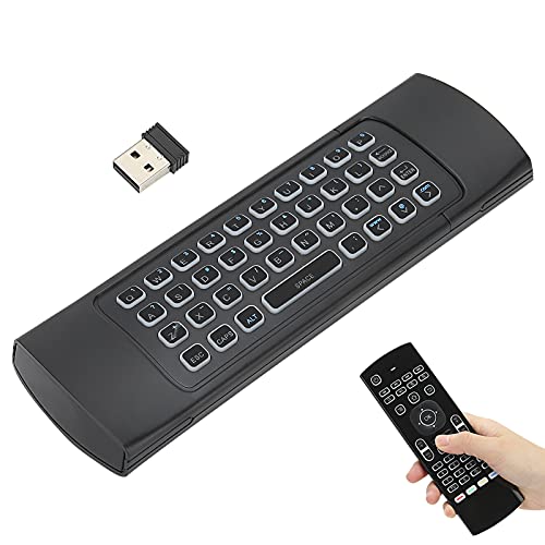 Doppelseitige Tastatur mit Fernbedienung, 2,4 G 6 Achsen Hintergrundbeleuchtung, Drahtlose Antennenmaus mit USB 2.0 Empfänger, für PC, Projektoren, TV Boxen, Heimkino von CCYLEZ