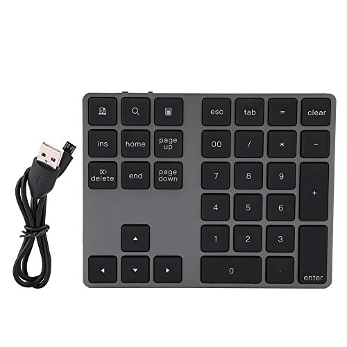 Drahtlose Zifferntastatur, Schwarz 34 Tasten -Tastatur, drahtlose Bluetooth-Zifferntastatur für PC, tragbare ergonomische Tastatur von CCYLEZ