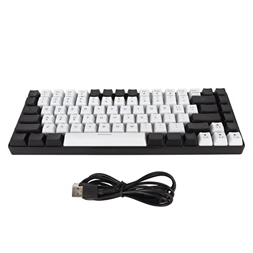 Ergonomisch gebogene Gaming-Tastatur mit 84 Tasten, RGB-Hintergrundbeleuchtung, Typ C kabelgebundene Gaming-Tastatur, mechanisches Gefühl, weit kompatibel, ergonomisch gebogene Tastatur für von CCYLEZ