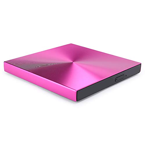 Externes optisches Laufwerk, tragbares USB 3.0 CD/DVD +/ RW Laufwerk Schlanker DVD/CD Rewriter Brenner, DVD RW Laufwerk für Laptop Desktop(Rose) von CCYLEZ