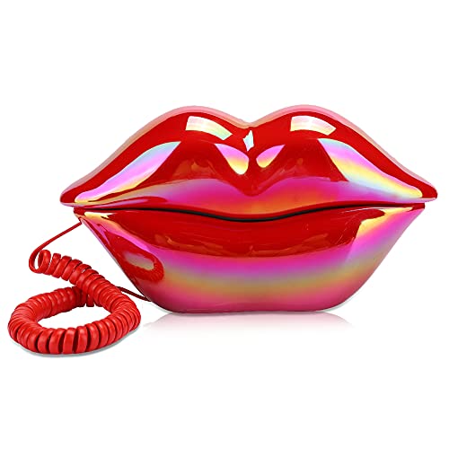 Festnetztelefon, schnurgebundene kreative rote Lippen Festnetztelefon, multifunktionales süßes niedliches Desktop schnurgebundenes Telefon im europäischen Stil für das Home Office, Geschenk zum Valent von CCYLEZ