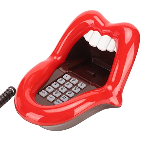 Festnetztelefon mit Großer Zungenform, Schnurgebundenes Telefon mit Großer Roter Zunge und Nummernspeicherfunktion, Retro-Mundtelefon für Dekorationsgeschenke zu Hause und Im Büro von CCYLEZ