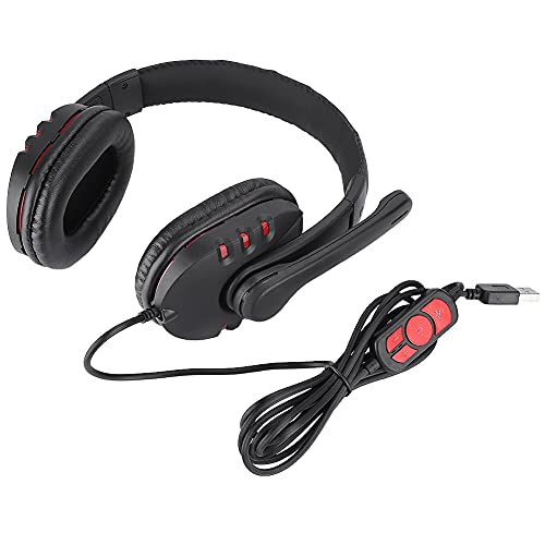 Game-Overhead-Headset, kabelgebundene Gaming-E-Sport-Kopfhörer, kabelgebundene PU-Leder-Ohrhörer-Spielkopfhörer mit verstellbarem Kopfbügel von CCYLEZ