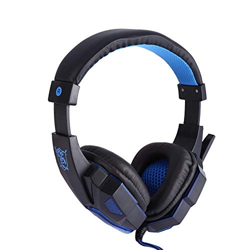 Gaming-Headset, Stereo-Gaming-Kopfhörer mit Geräuschunterdrückungsmikrofon, Faltbarer kabelgebundener Kopfhörer mit LED-Licht, USB-PC-Videospiel-Over-Ear-Kopfhörer(Blau) von CCYLEZ