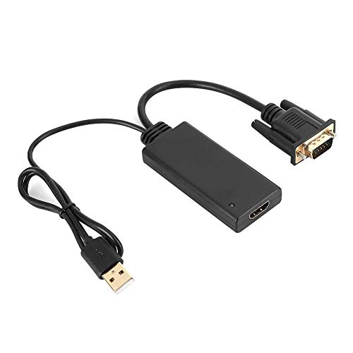 Kabel-VGA-zu-HDMI-Adapter, VGA-zu-HDMI-Konverter USB mit Audio-Unterstützung, 1,65-Gbit/s-Hochgeschwindigkeits-VGA-zu-HDMI-Videokonverter für Computer-Laptop-DVD-Projektor(Schwarz) von CCYLEZ