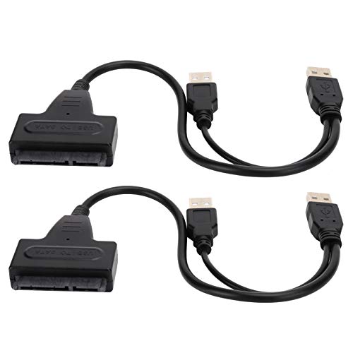 Kabel konvertieren, 2 Stück Starke Kompatibilität Kabel konvertieren USB 2.0 7 + 15Pin Adapter für 2,5 Zoll SSD/Festplatte 480 Mbit/s für Win XP/7/8/10/OS X. von CCYLEZ