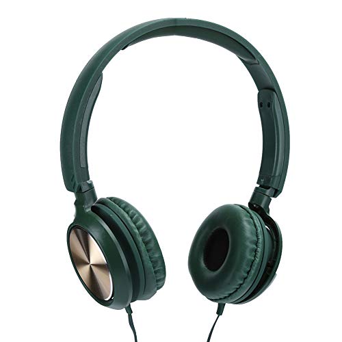 Kabelgebundene Kopfhörer, Overhead-Headset für Kinder, tragbares 3,5-mm-Kabel-Headset, Stereo-Freisprechkopfhörer mit Geräuschunterdrückungsfunktion(Grün) von CCYLEZ