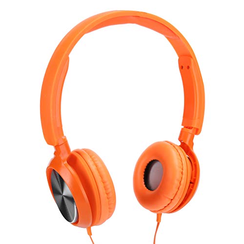 Kabelgebundene Kopfhörer, Overhead-Headset für Kinder, tragbares 3,5-mm-Kabel-Headset, Stereo-Freisprechkopfhörer mit Geräuschunterdrückungsfunktion(Orange) von CCYLEZ
