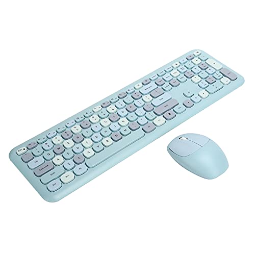 Kabellose Tastatur und Maus-Kombination, 110 Tasten Tastatur und Maus-Set, 2,4-G-Maus-Tastatur-Kombination für Windows, Computer, Desktop, PC, Notebook, Laptop(Blaue Mischfarbe) von CCYLEZ