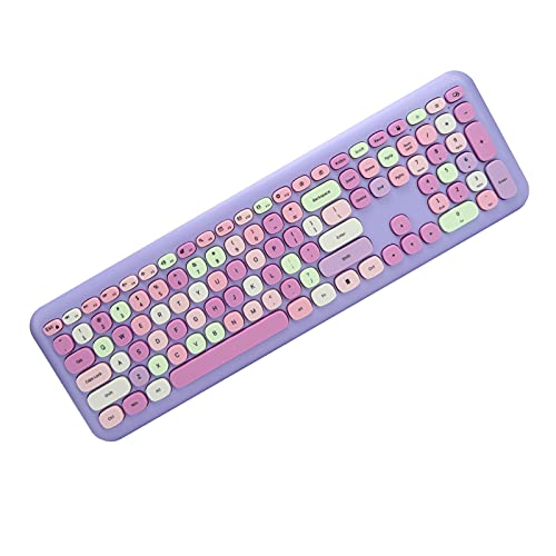 Kabellose Tastatur und Maus-Kombination, 110 Tasten Tastatur und Maus-Set, 2,4-G-Maus-Tastatur-Kombination für Windows, Computer, Desktop, PC, Notebook, Laptop(Lila Mischfarbe) von CCYLEZ