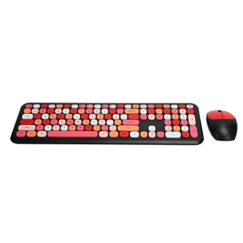 Kabellose Tastatur und Maus-Kombination, 110 Tasten Tastatur und Maus-Set, 2,4-G-Maus-Tastatur-Kombination für Windows, Computer, Desktop, PC, Notebook, Laptop(Schwarz Mischfarbe) von CCYLEZ